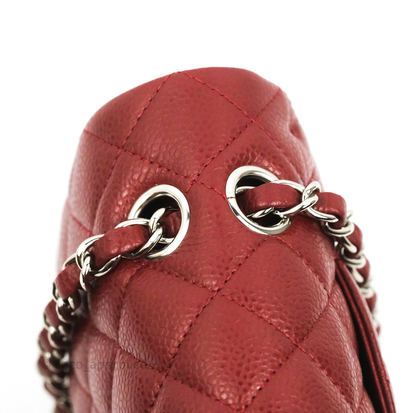 Chanel Classic M/L Medium Flap Quilted Dark Red Caviar Silver Hardware