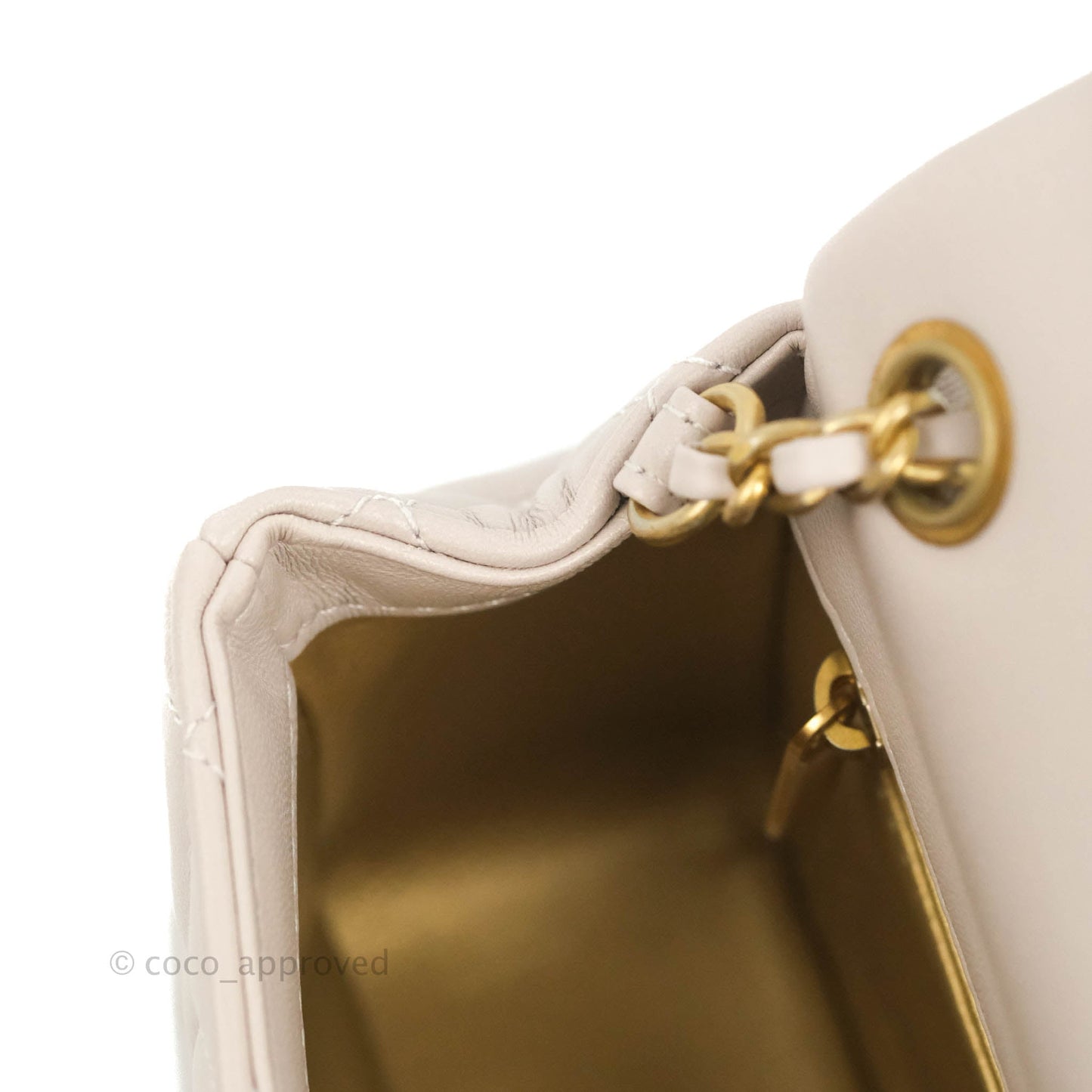 Chanel Mini Rectangular Pearl Crush Quilted Lilac Lambskin Aged Gold Hardware