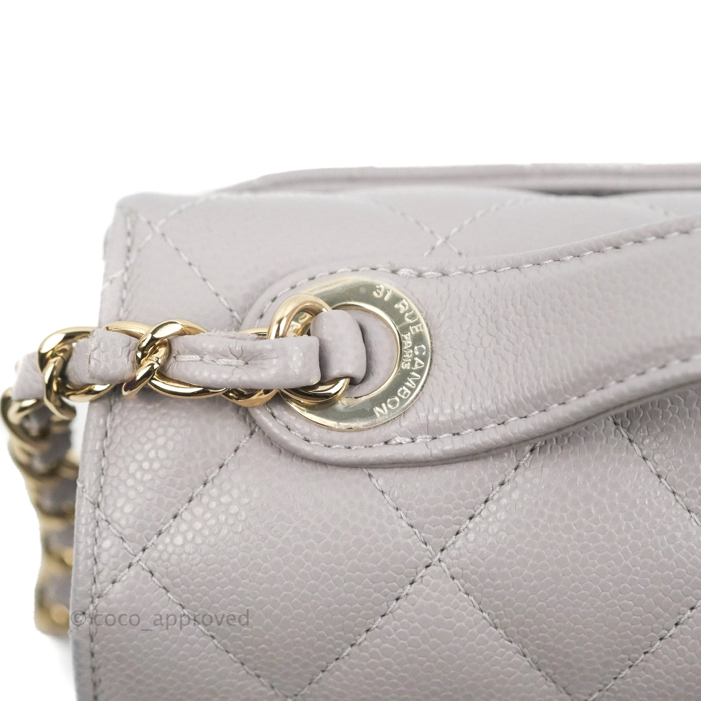Chanel Quilted Medium Business Affinity Flap Grey Caviar Gold Hardware