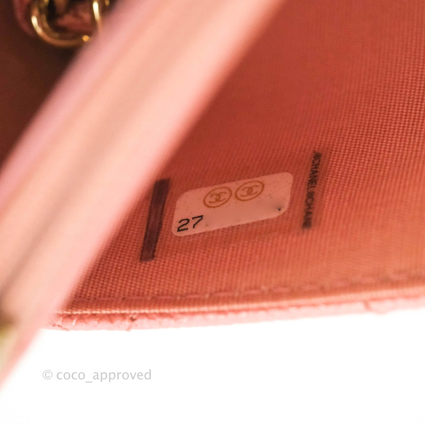 Chanel Quilted Wallet on Chain WOC Iridescent Pink Caviar Gold Hardware 19S