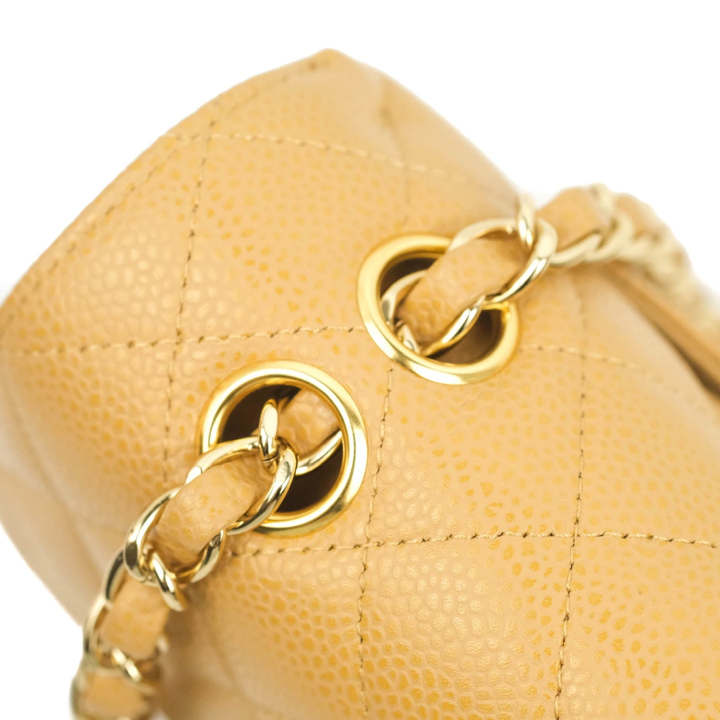 Chanel S/M Small Classic Quilted Flap Dark Beige Caviar 24K Gold Hardware