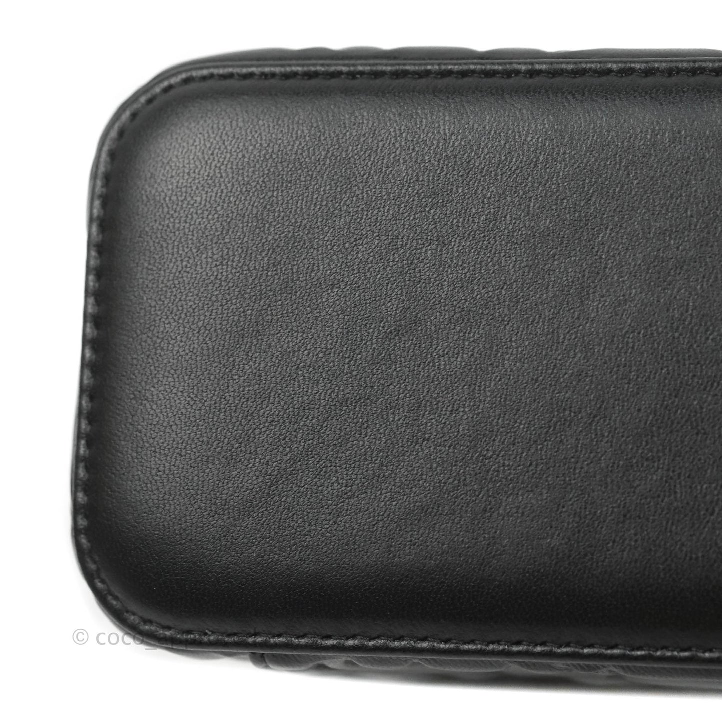 Chanel Vanity Rectangular Camellia Embossed Black Lambskin Gold Hardware