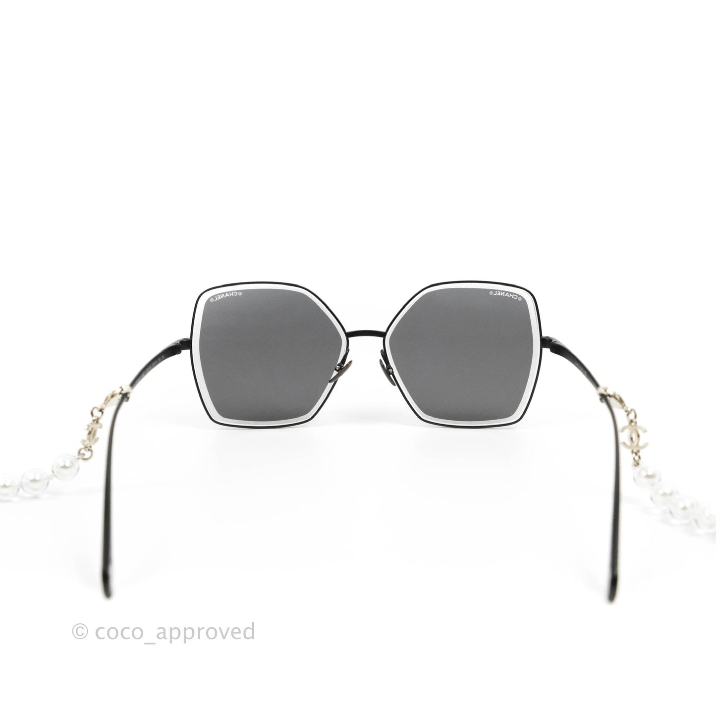 Chanel 4262 Butterfly Black Metal Sunglasses with Pearl Strap