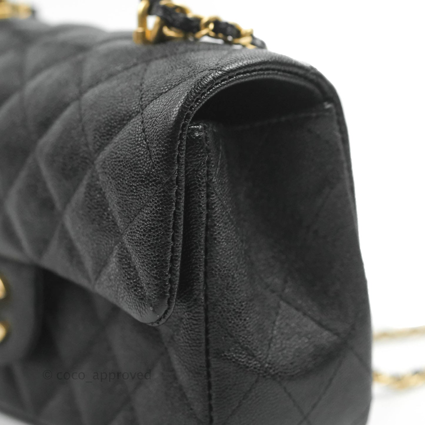 Chanel Top Handle Mini Rectangular Flap Bag Black Caviar Gold Hardware