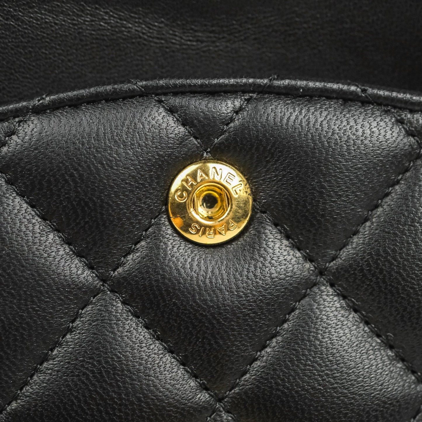 Chanel Classic M/L Medium Double Flap Black Lambskin Gold Hardware