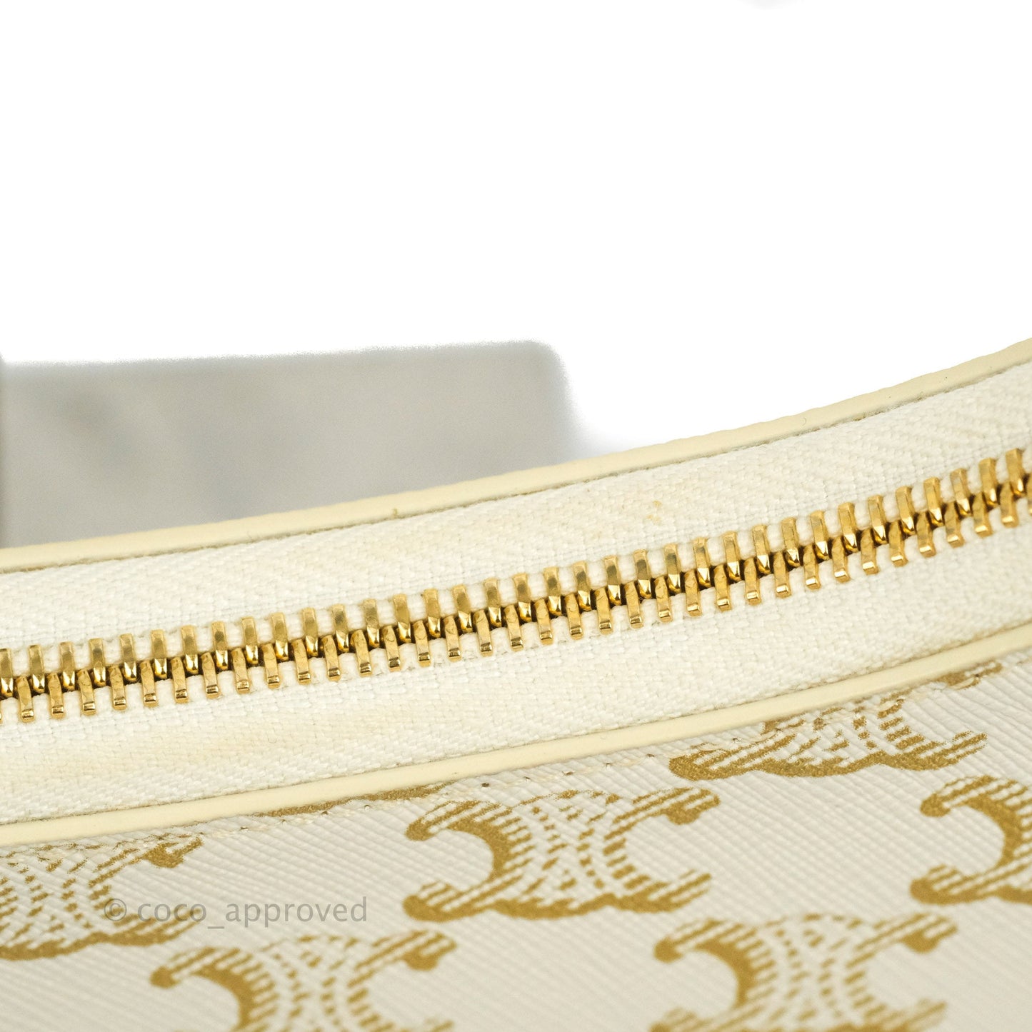 Celine Ava Bag In Triomphe Canvas Calfskin White