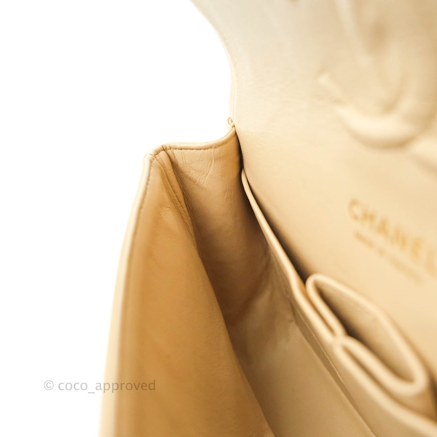 Chanel Classic M/L Medium Double Flap Bag Beige Caviar Gold Hardware