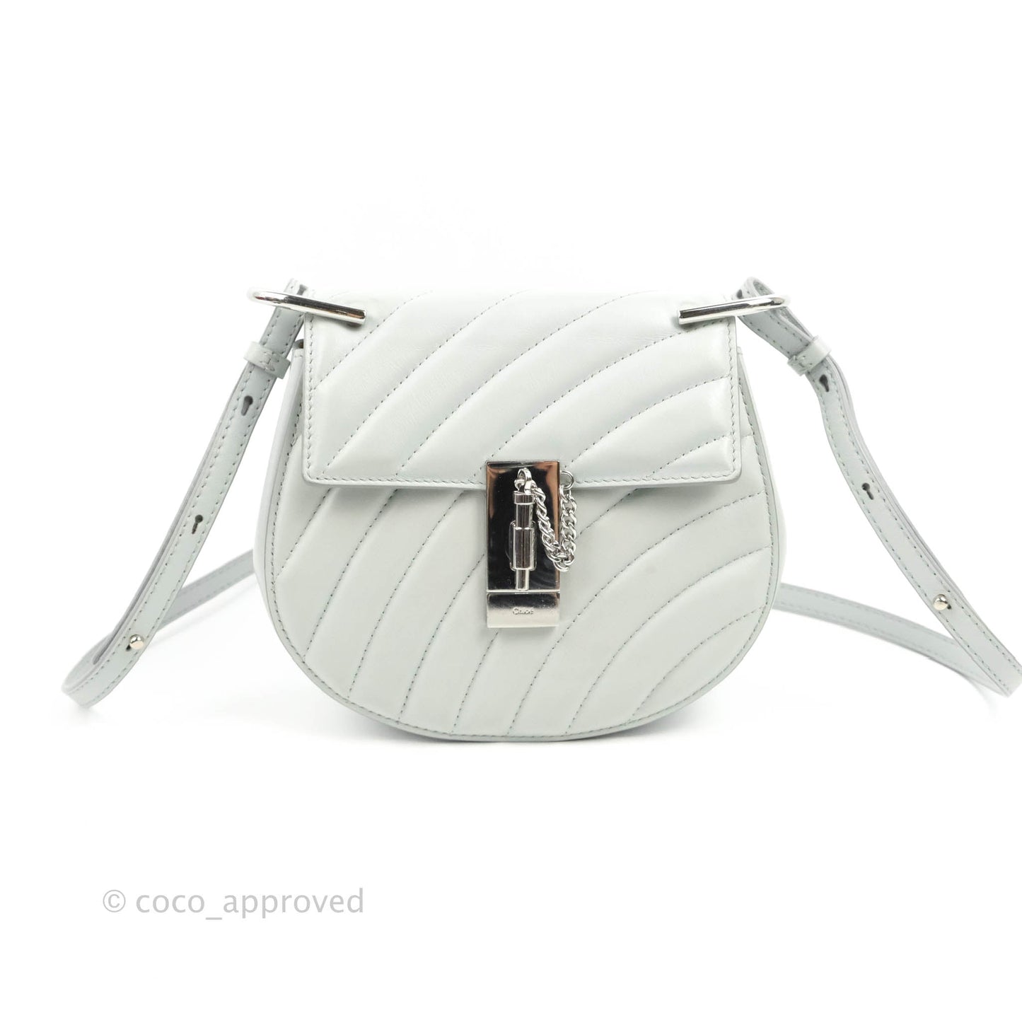 Chloe Quilted Mini Drew Bijou Crossbody Bag Airy Grey Smooth Calfskin Silver Hardware