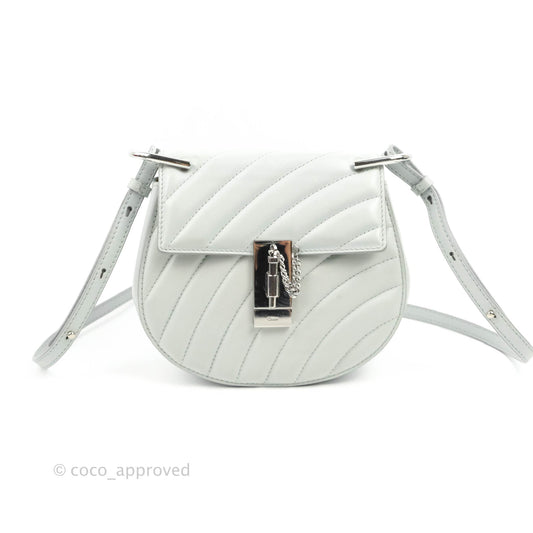Chloe Quilted Mini Drew Bijou Crossbody Bag Airy Grey Smooth Calfskin Silver Hardware