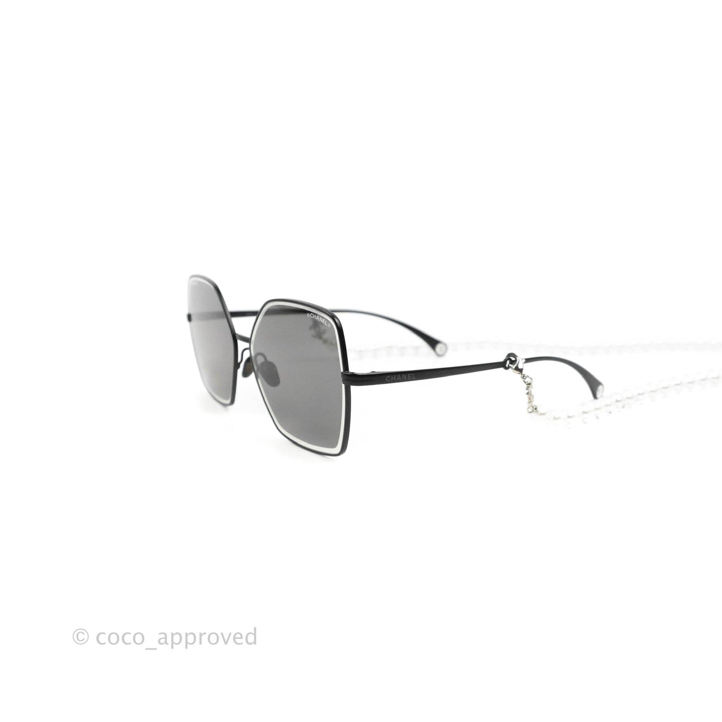 Chanel 4262 Butterfly Black Metal Sunglasses with Pearl Strap