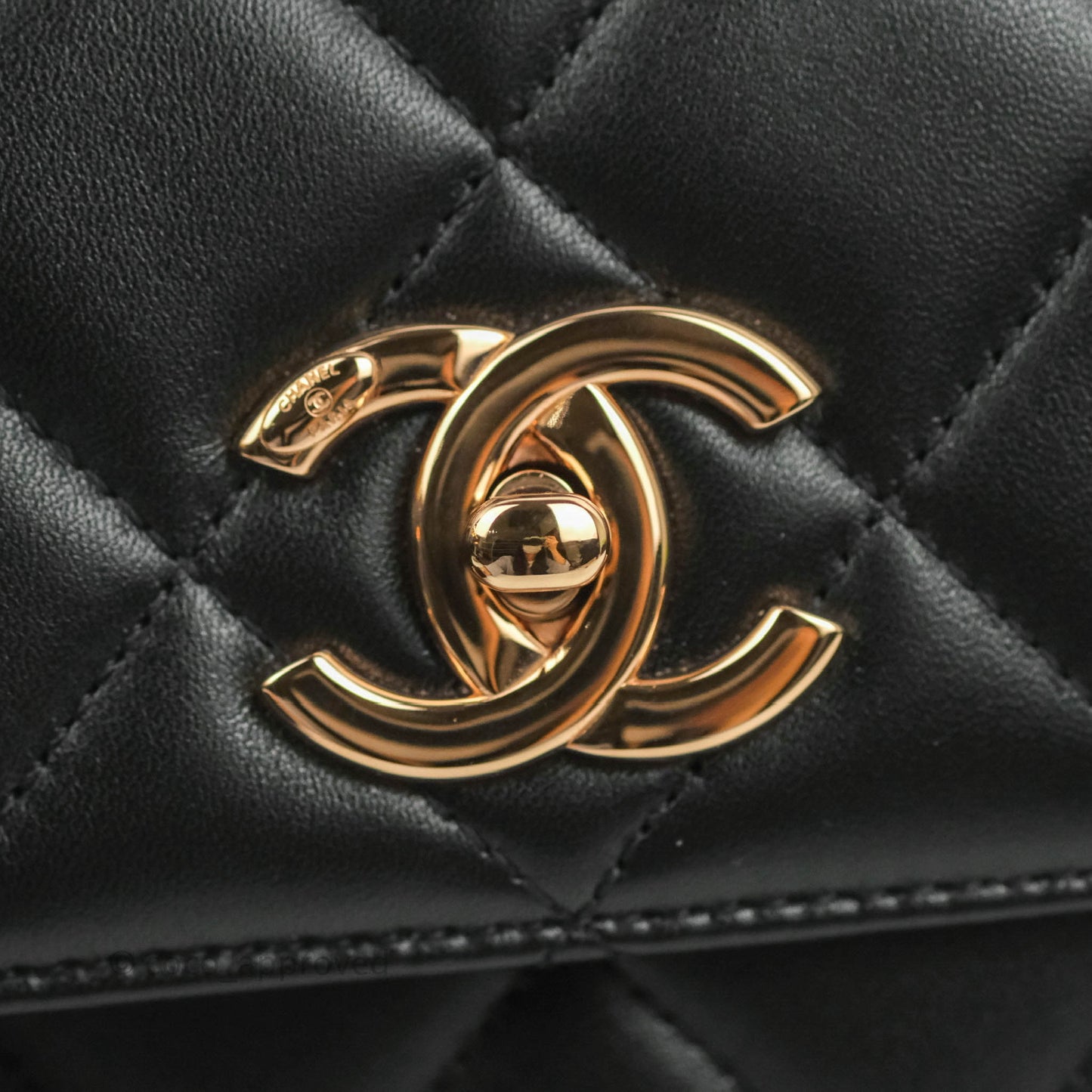 Chanel Small Trendy CC Black Lambskin Rose Gold Hardware 22C