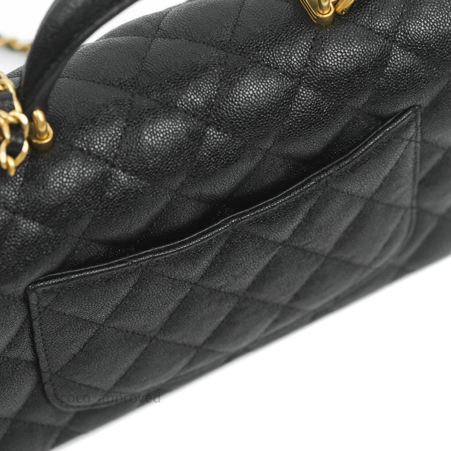 Chanel Top Handle Mini Rectangular Flap Bag Black Caviar Gold Hardware