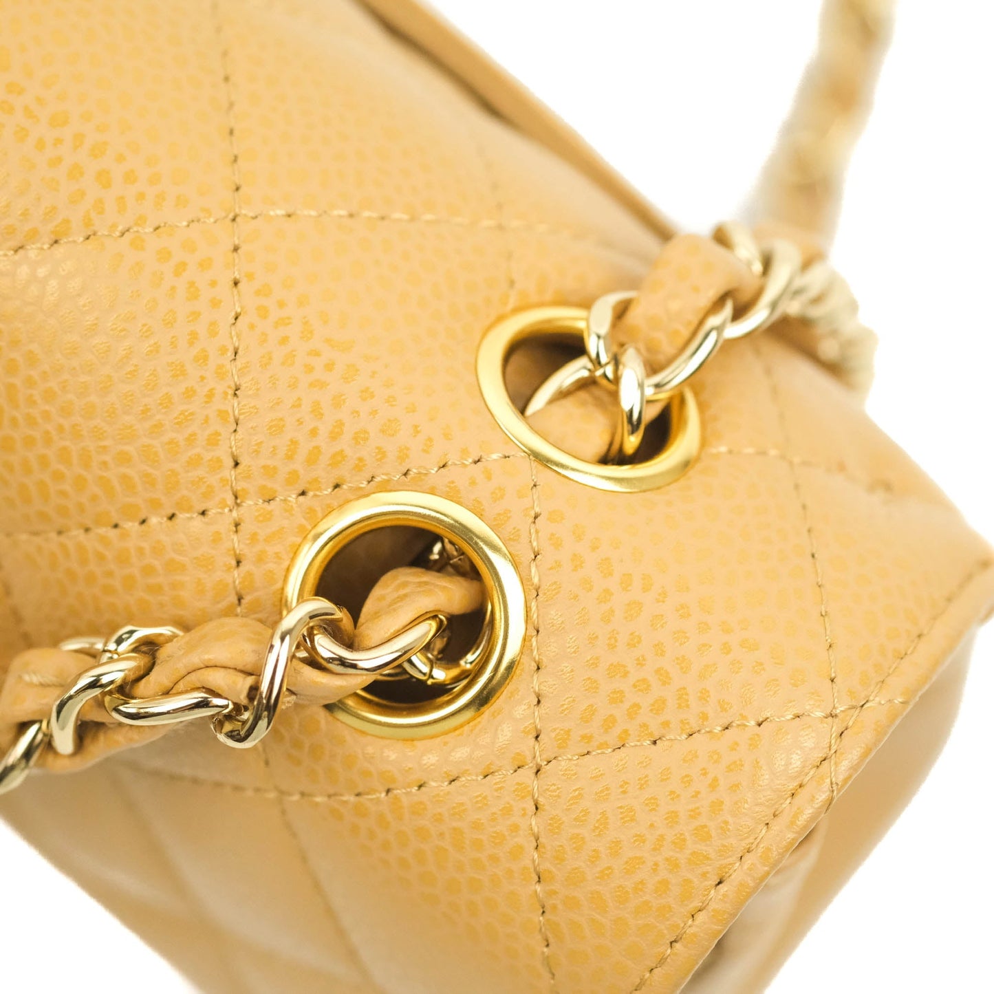Chanel S/M Small Classic Quilted Flap Dark Beige Caviar 24K Gold Hardware