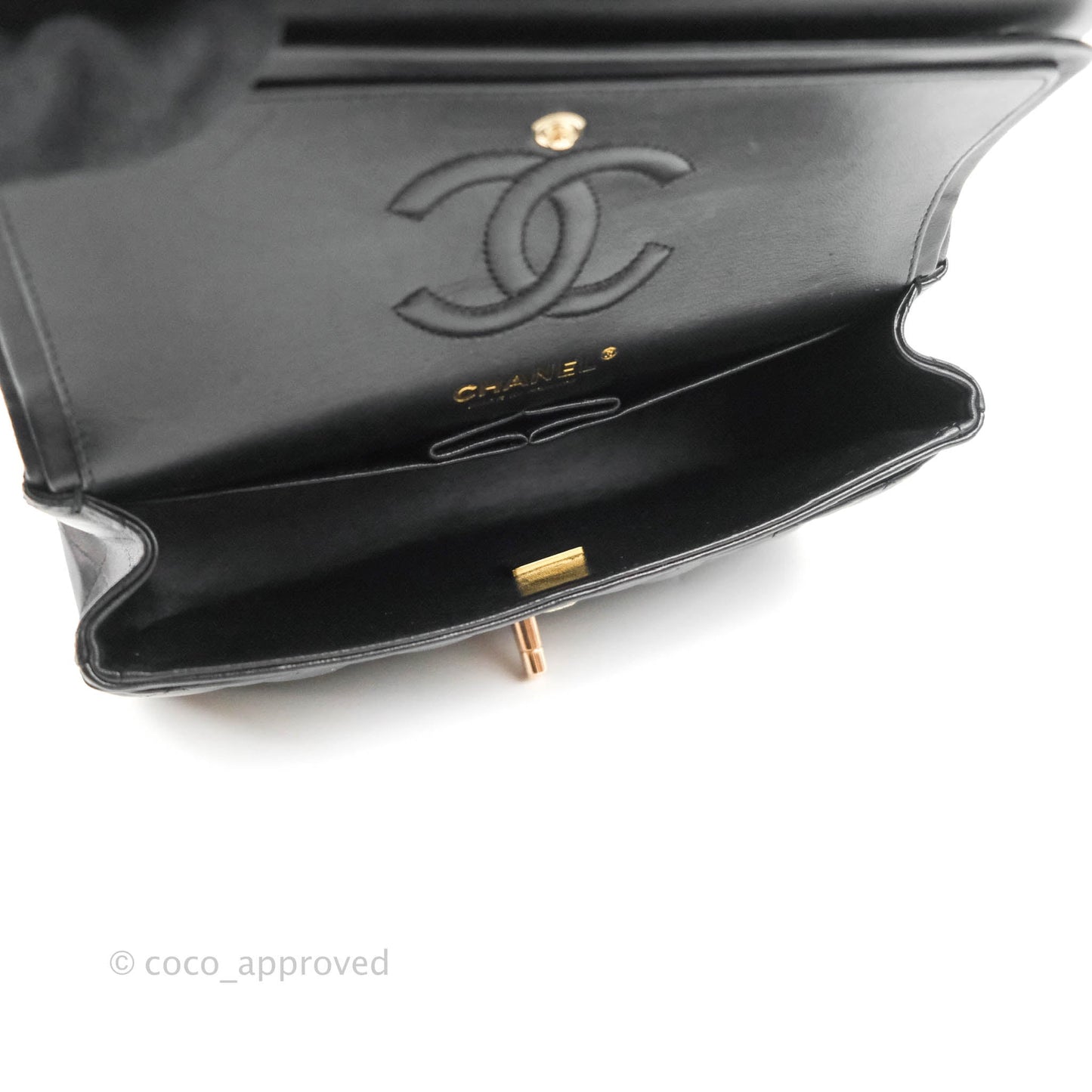 Chanel Small Classic Quilted Flap Black Lambskin Rose Gold Hardware