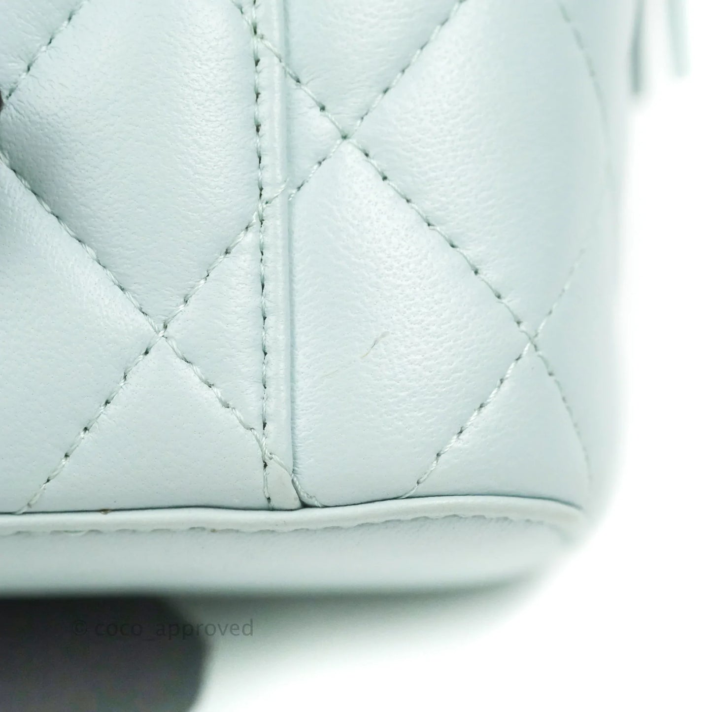 Chanel Mini Top Handle Vanity With Chain Light Blue Lambskin Gold Hardware