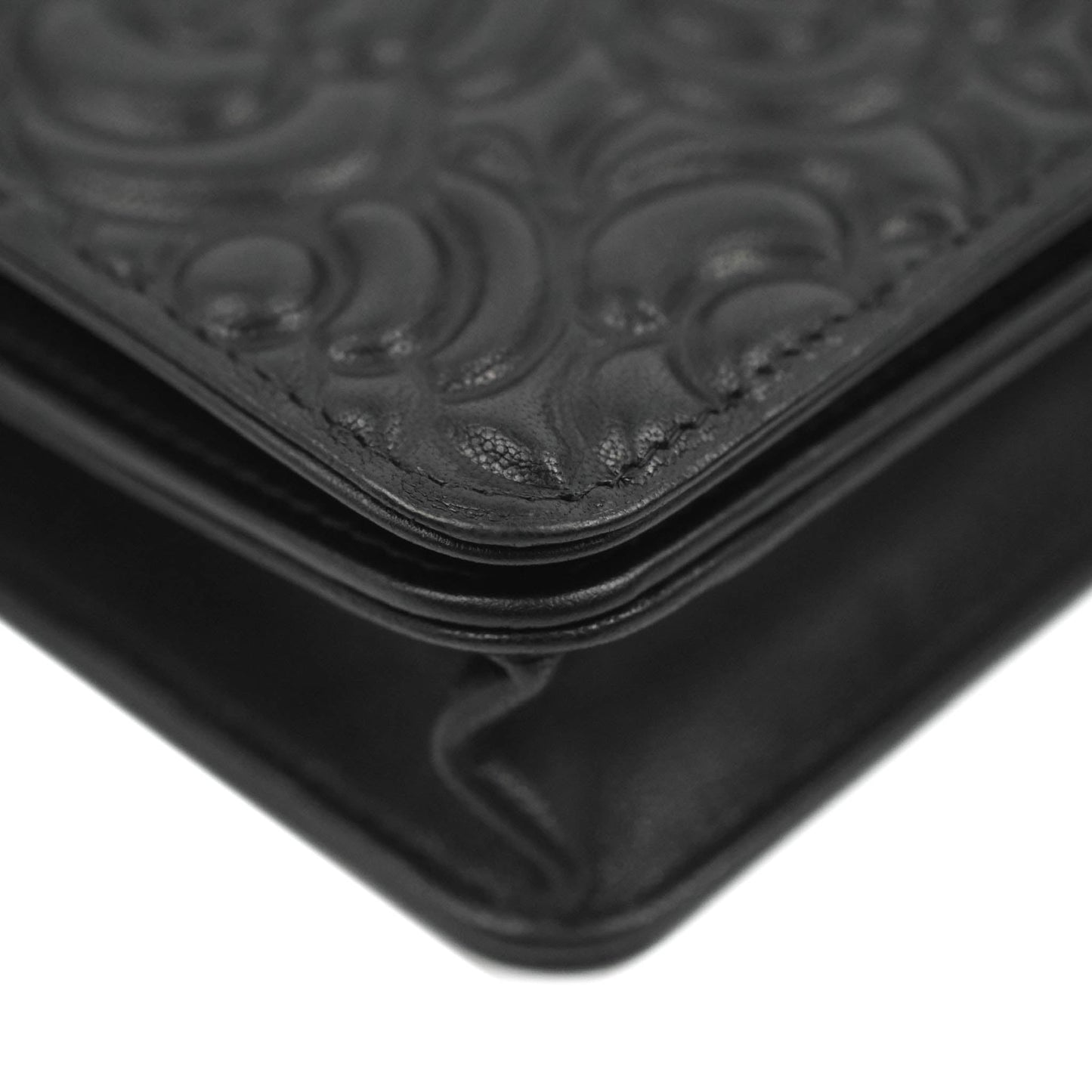 Chanel Camellia Wallet on Chain WOC Black Calfskin Silver Hardware