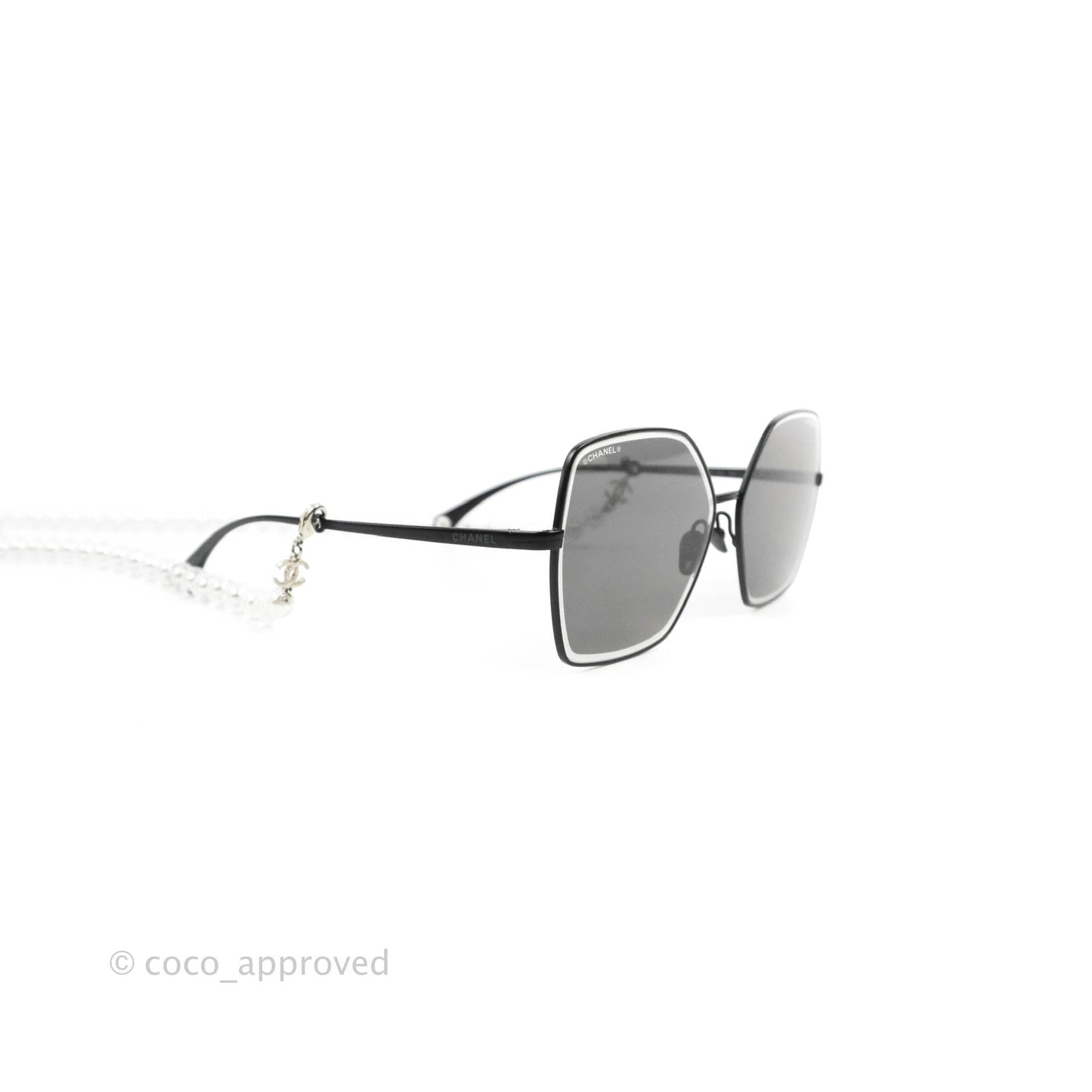 Chanel 4262 Butterfly Black Metal Sunglasses with Pearl Strap