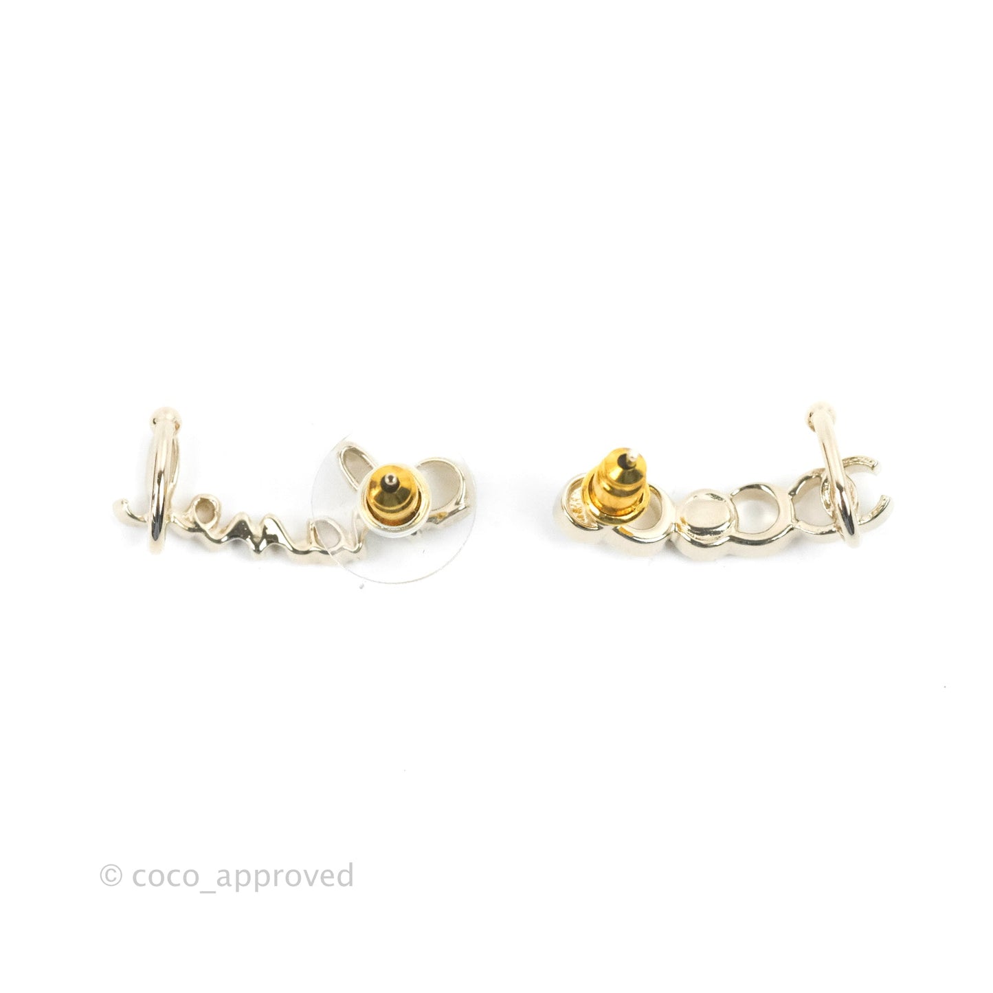 Chanel CC Coco Crystal Earrings Ear Clip Gold Tone 22P