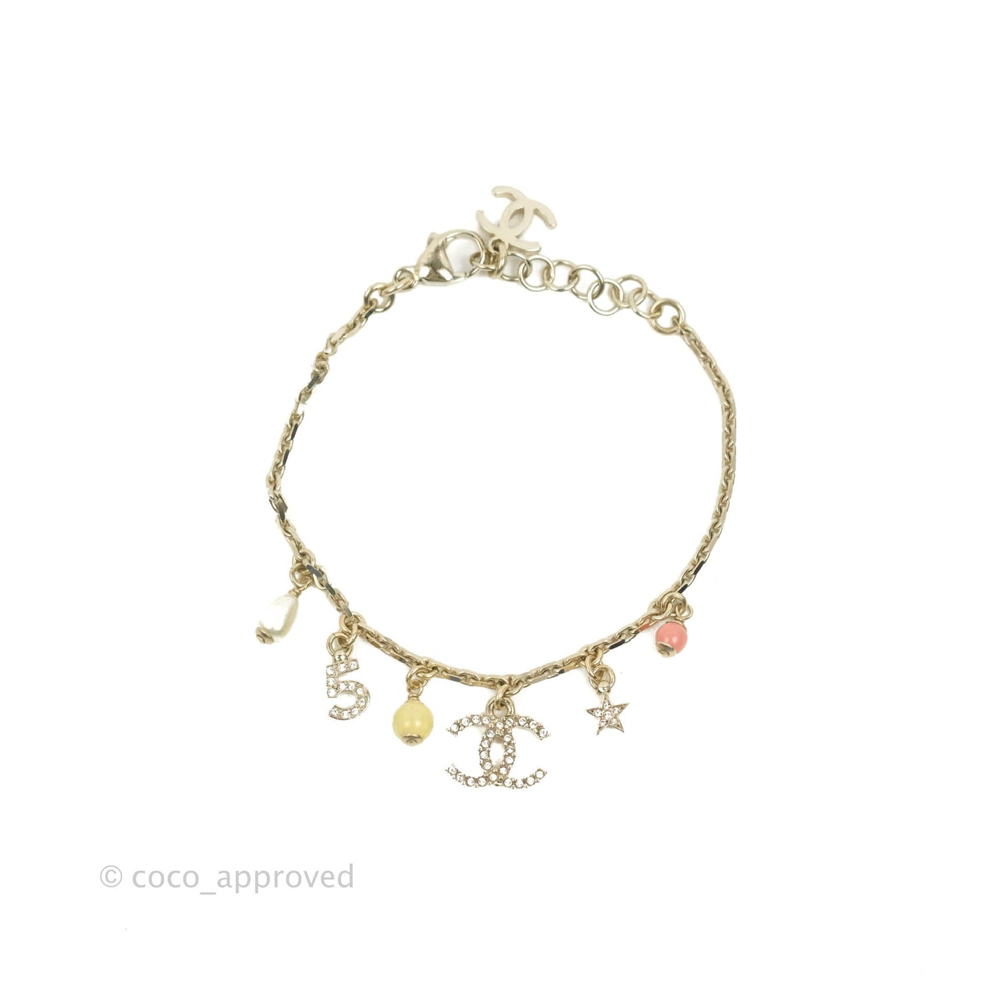 Chanel Chain Bracelet with Charms Gold Tone 22S