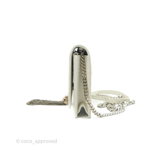 Saint Laurent Kate Tassel WOC White Silver Hardware