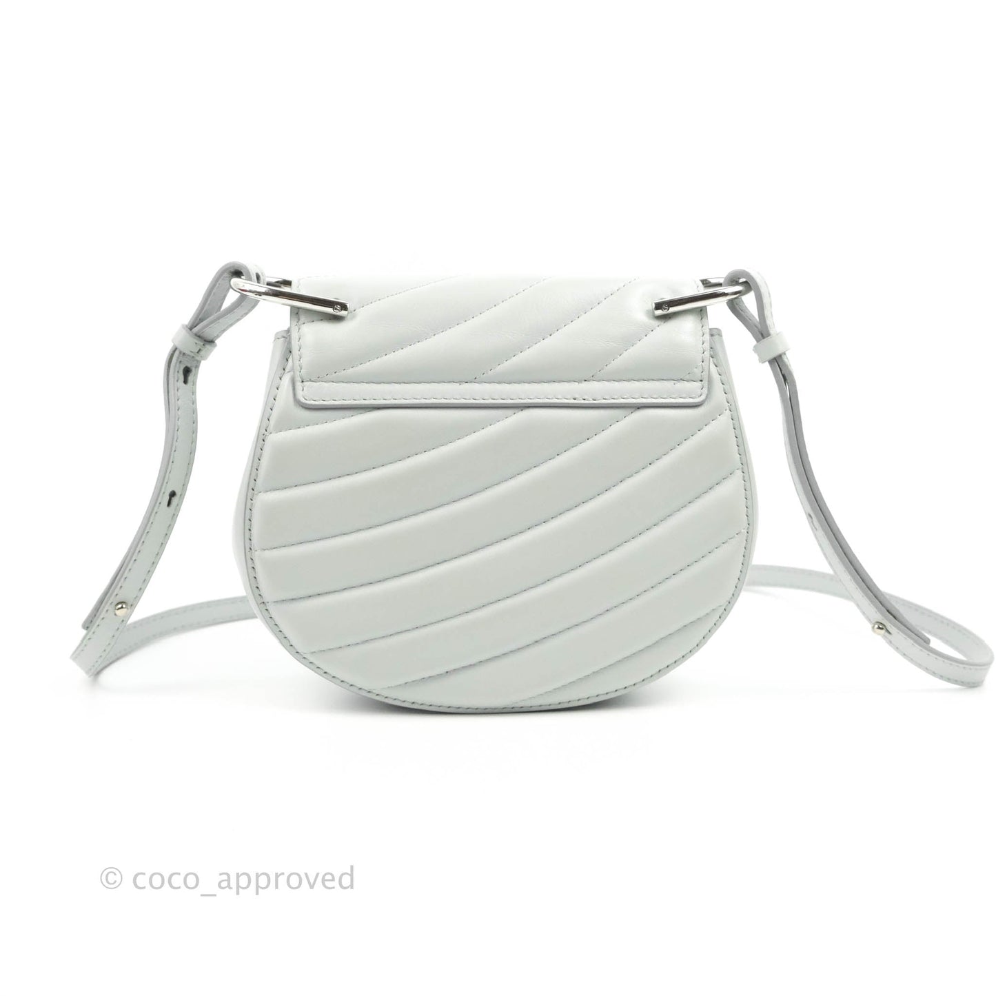 Chloe Quilted Mini Drew Bijou Crossbody Bag Airy Grey Smooth Calfskin Silver Hardware