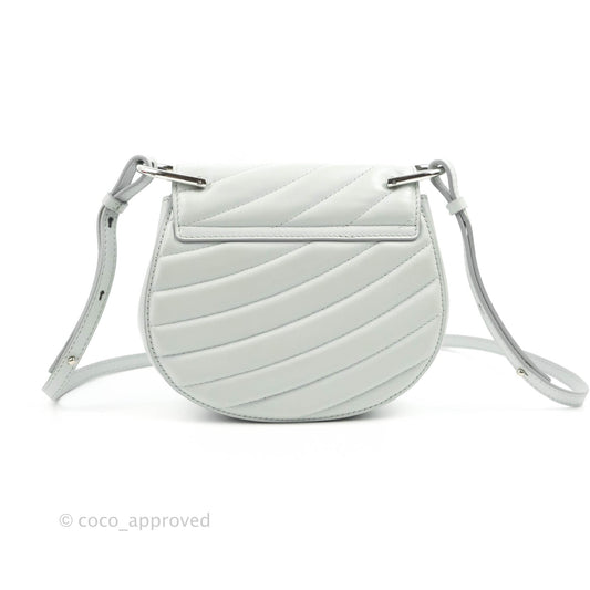 Chloe Quilted Mini Drew Bijou Crossbody Bag Airy Grey Smooth Calfskin Silver Hardware