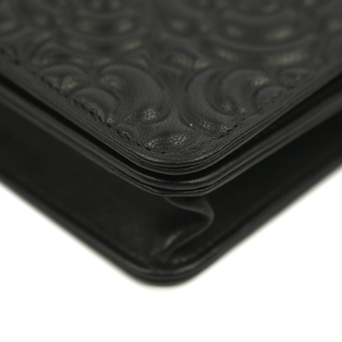 Chanel Camellia Wallet on Chain WOC Black Calfskin Silver Hardware