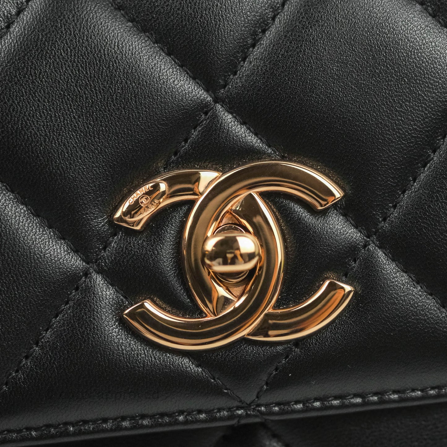 Chanel Small Trendy CC Black Lambskin Rose Gold Hardware 22C