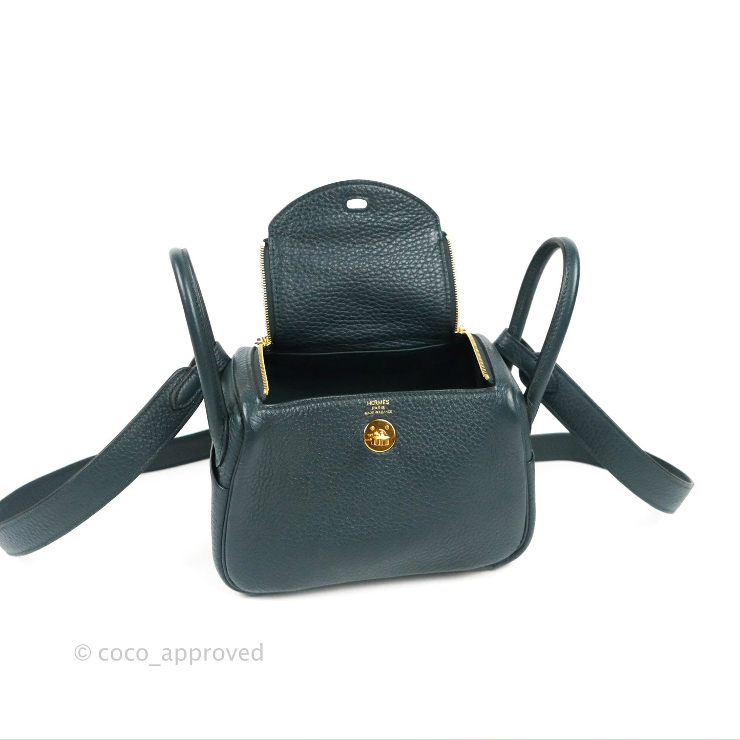 Hermès Mini Lindy 20 Vert Cypres Clemence Gold Hardware
