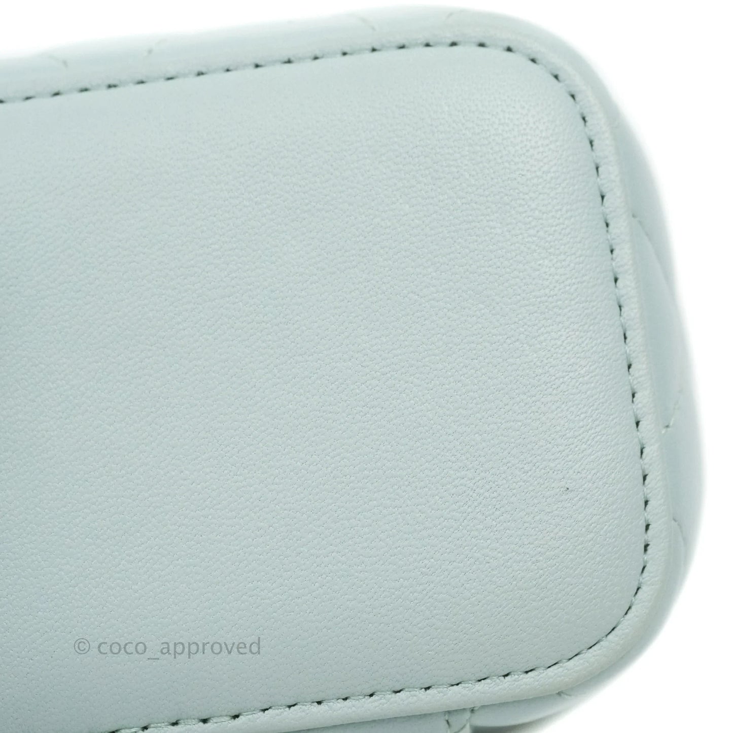 Chanel Mini Top Handle Vanity With Chain Light Blue Lambskin Gold Hardware