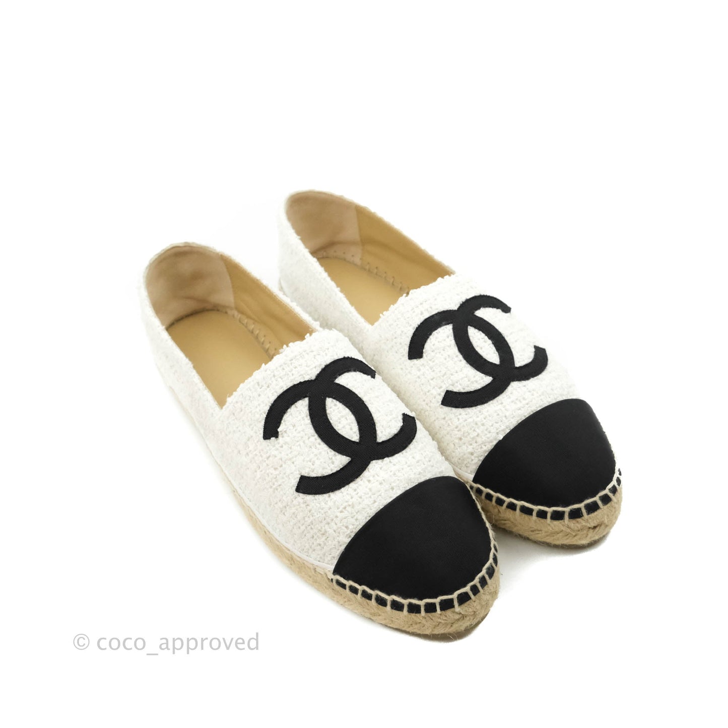 Chanel Espadrilles Tweed Black White 42C