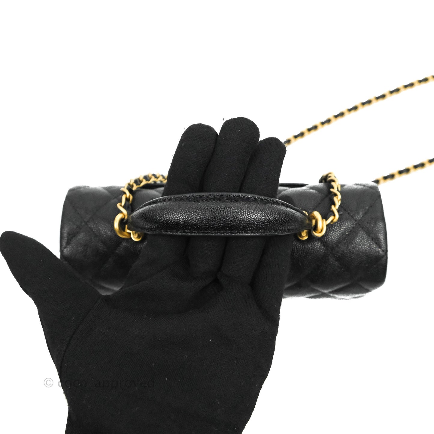 Chanel Top Handle Mini Rectangular Flap Bag Black Caviar Gold Hardware