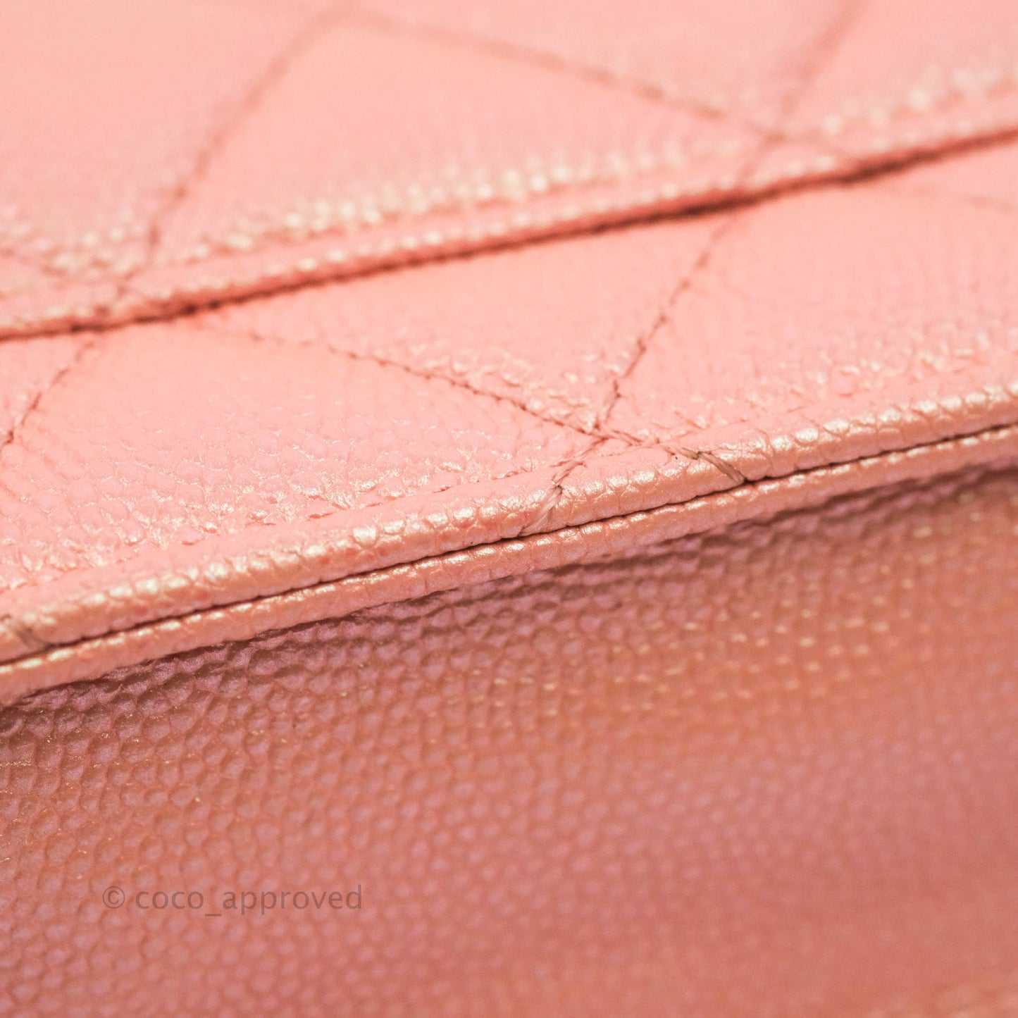 Chanel Quilted Wallet on Chain WOC Iridescent Pink Caviar Gold Hardware 19S
