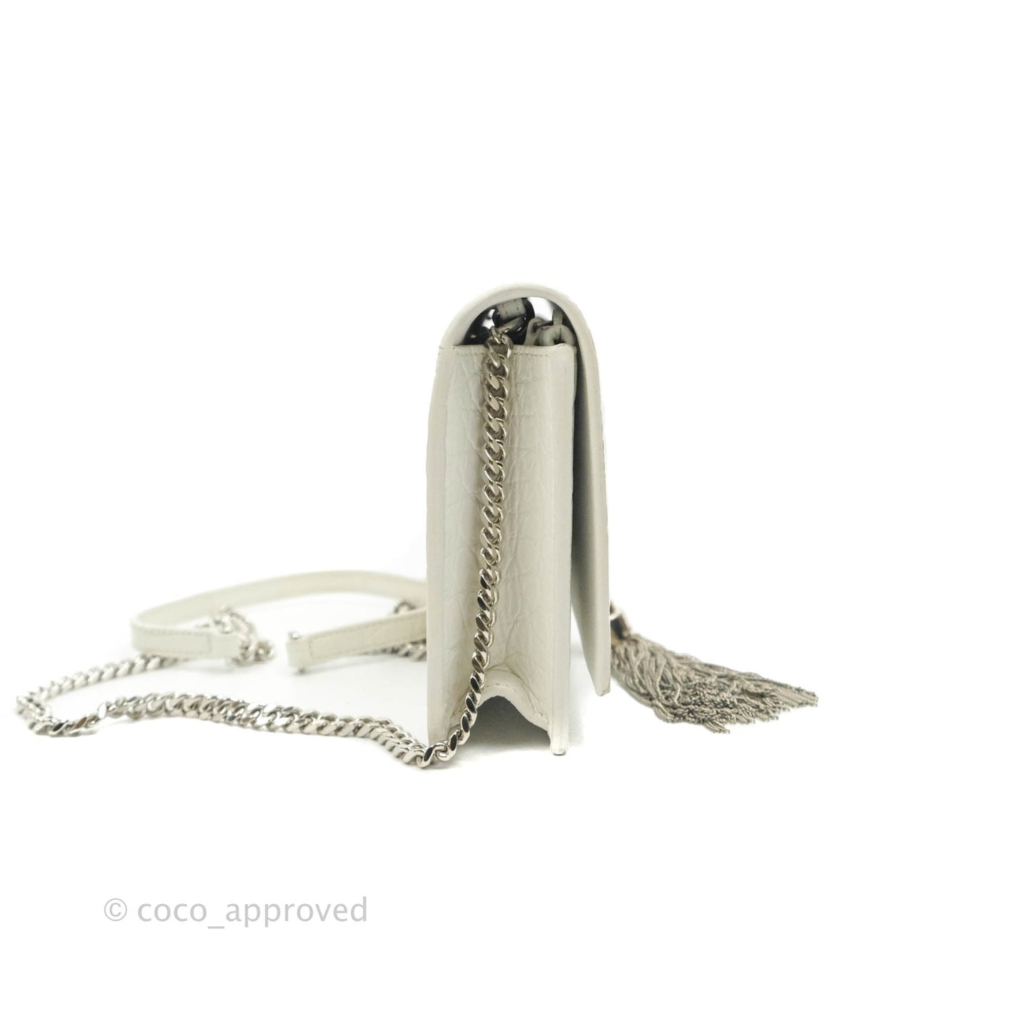Saint Laurent Kate Tassel WOC White Silver Hardware