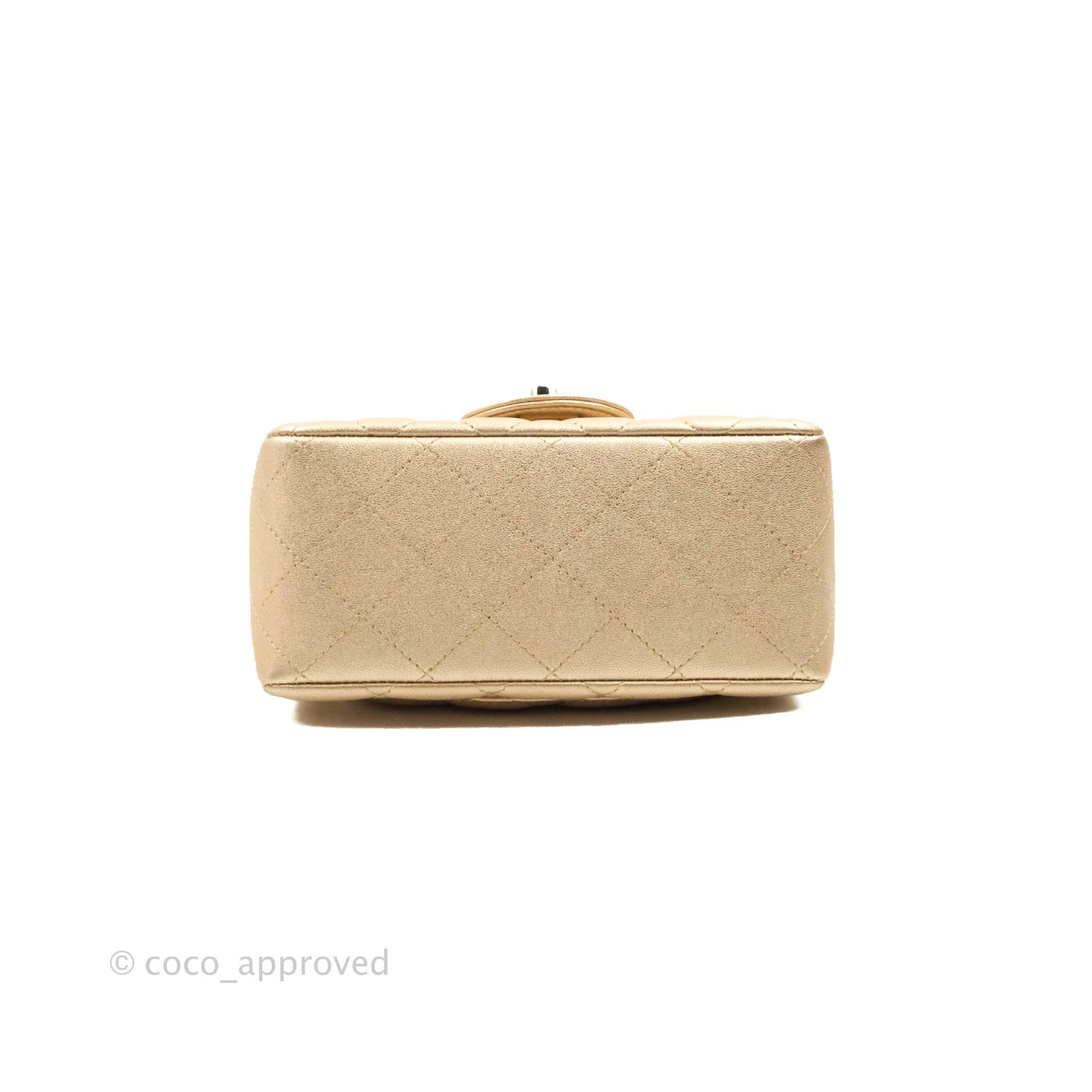Chanel Classic Quilted Mini Square Flap Iridescent Gold Gold Hardware 21P