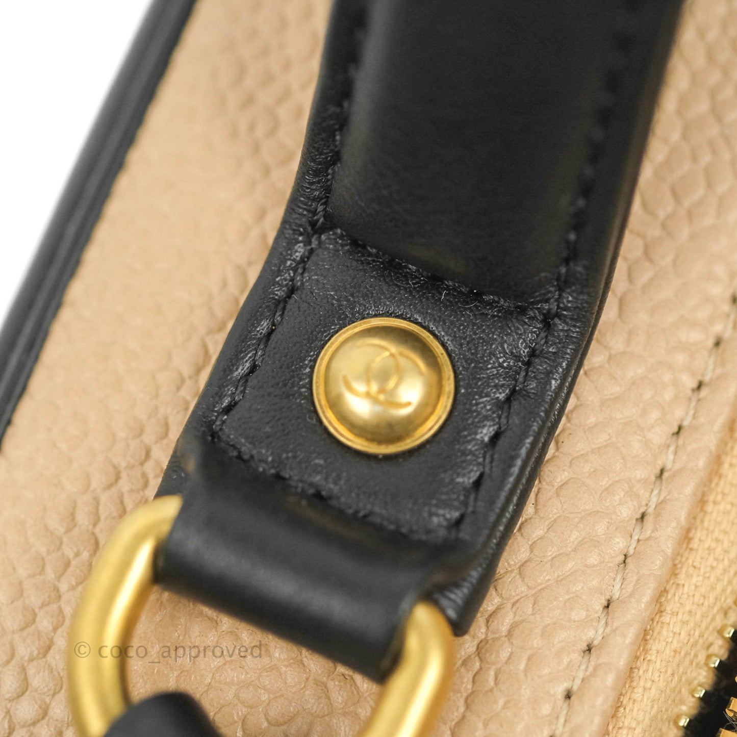 Chanel Quilted Medium CC Filigree Vanity Case Beige Caviar Gold Hardware