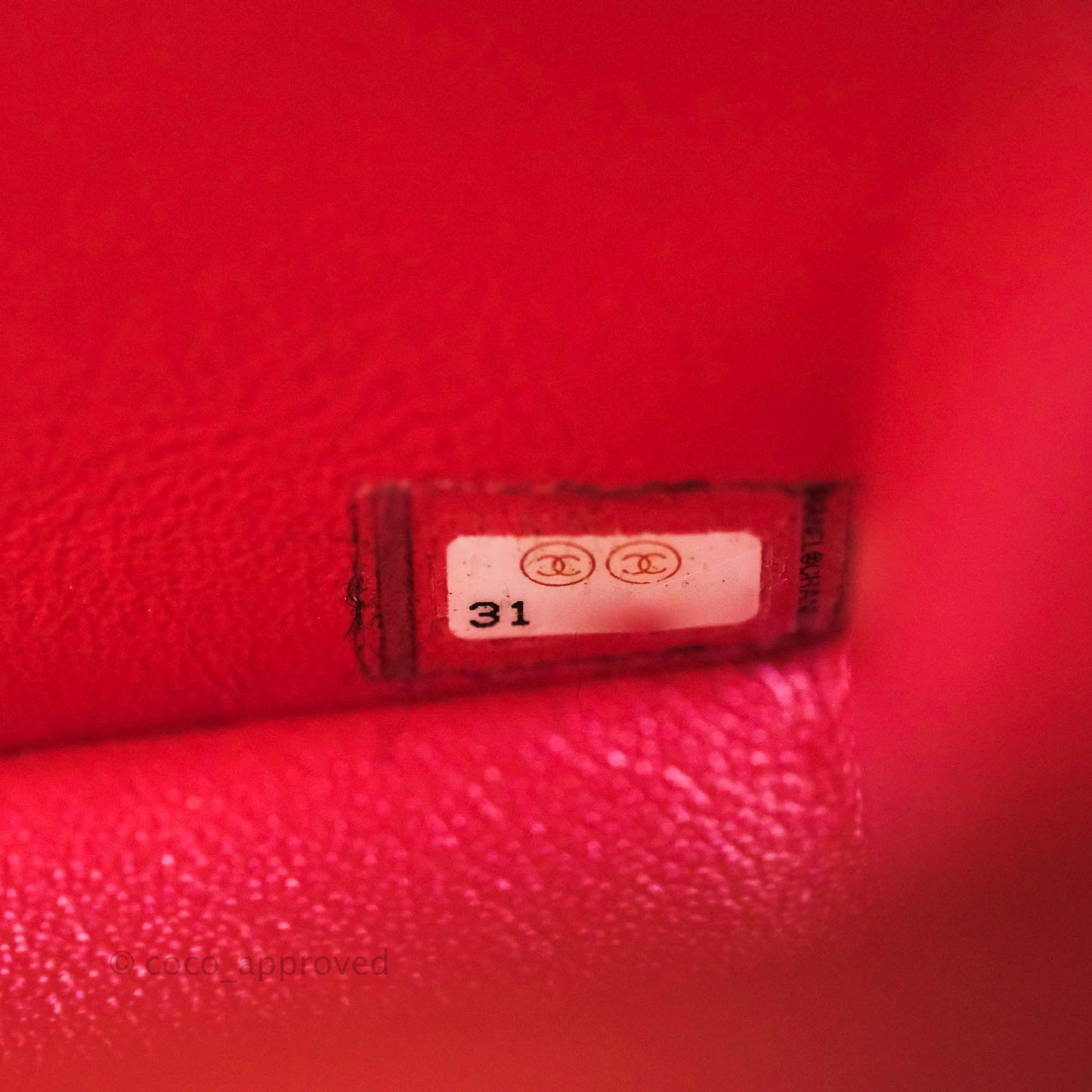 Chanel Top Handle Mini Rectangular Flap Bag Iridescent Red Lambskin Gold Hardware