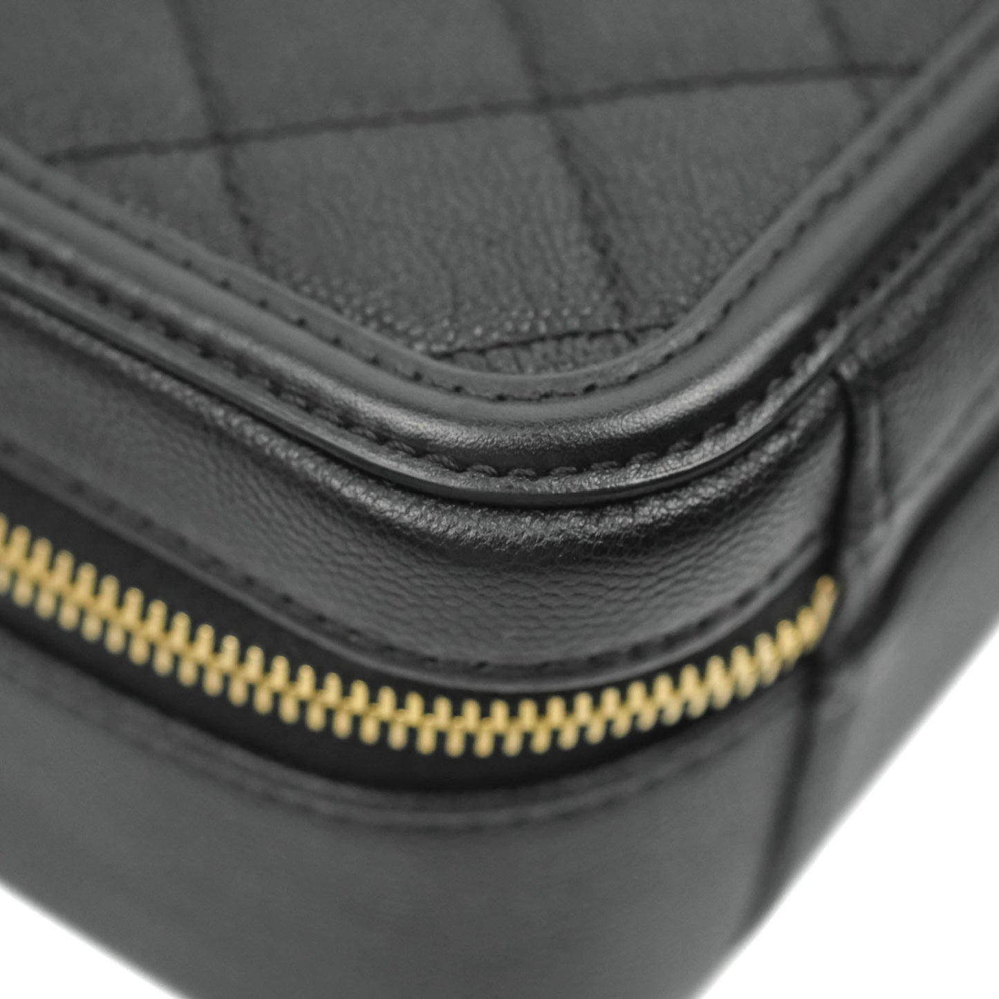 Chanel Quilted Medium CC Filigree Vanity Case Black Caviar Gold Hardware