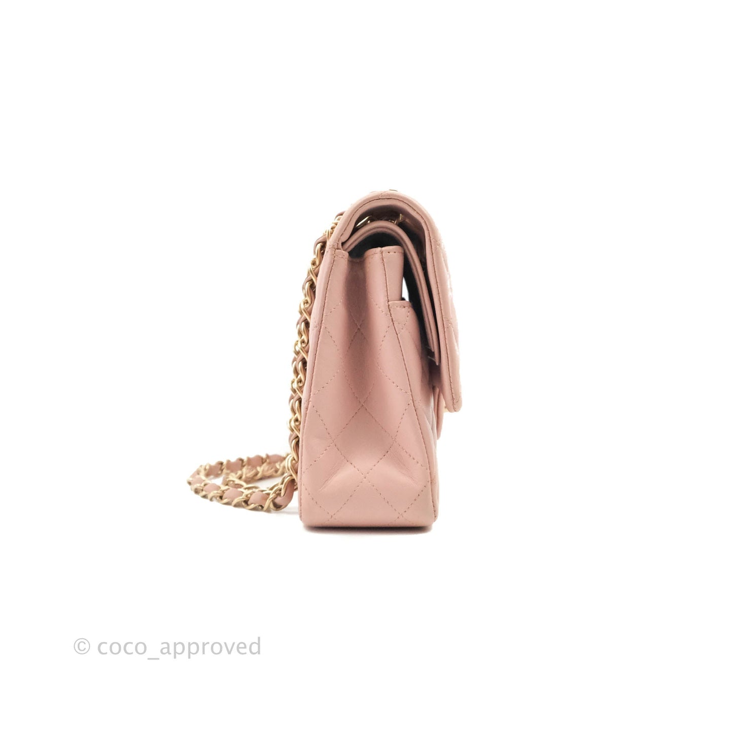 Chanel Classic M/L Medium Flap Quilted Light Pink Lambskin Matte Gold Hardware
