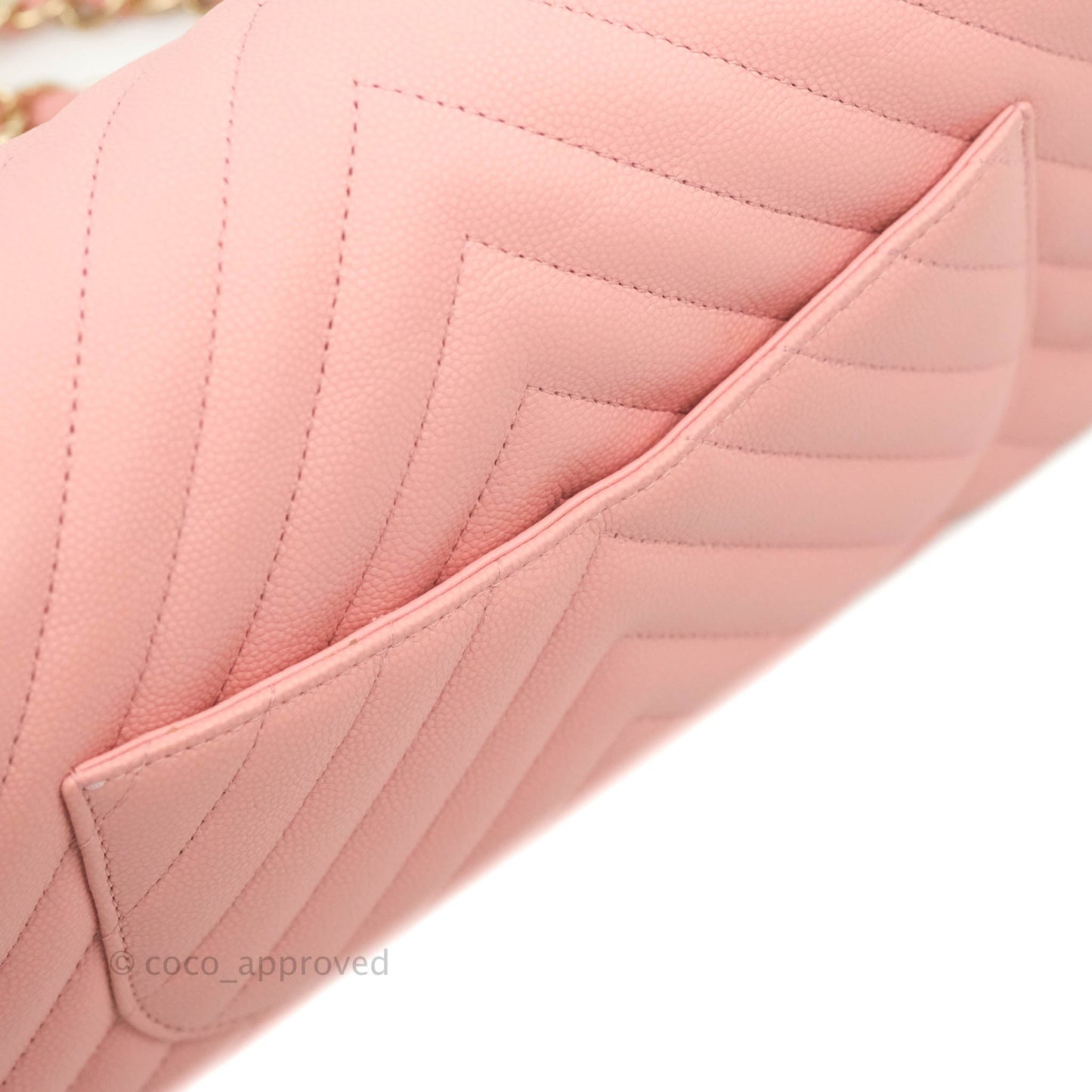 Chanel Classic Chevron S/M Small Double Flap Pink Caviar Gold Hardware