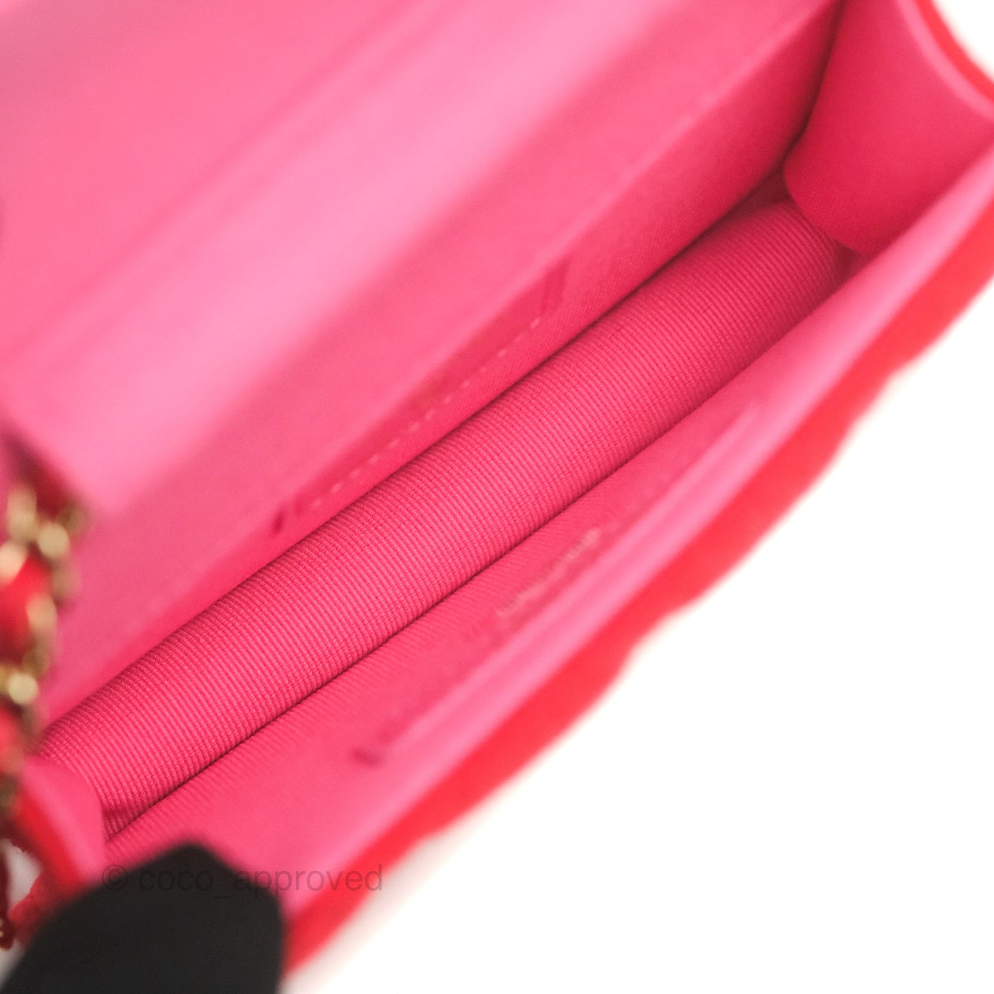 Chanel Mini Clutch With Chain Red Cotton Gold Hardware
