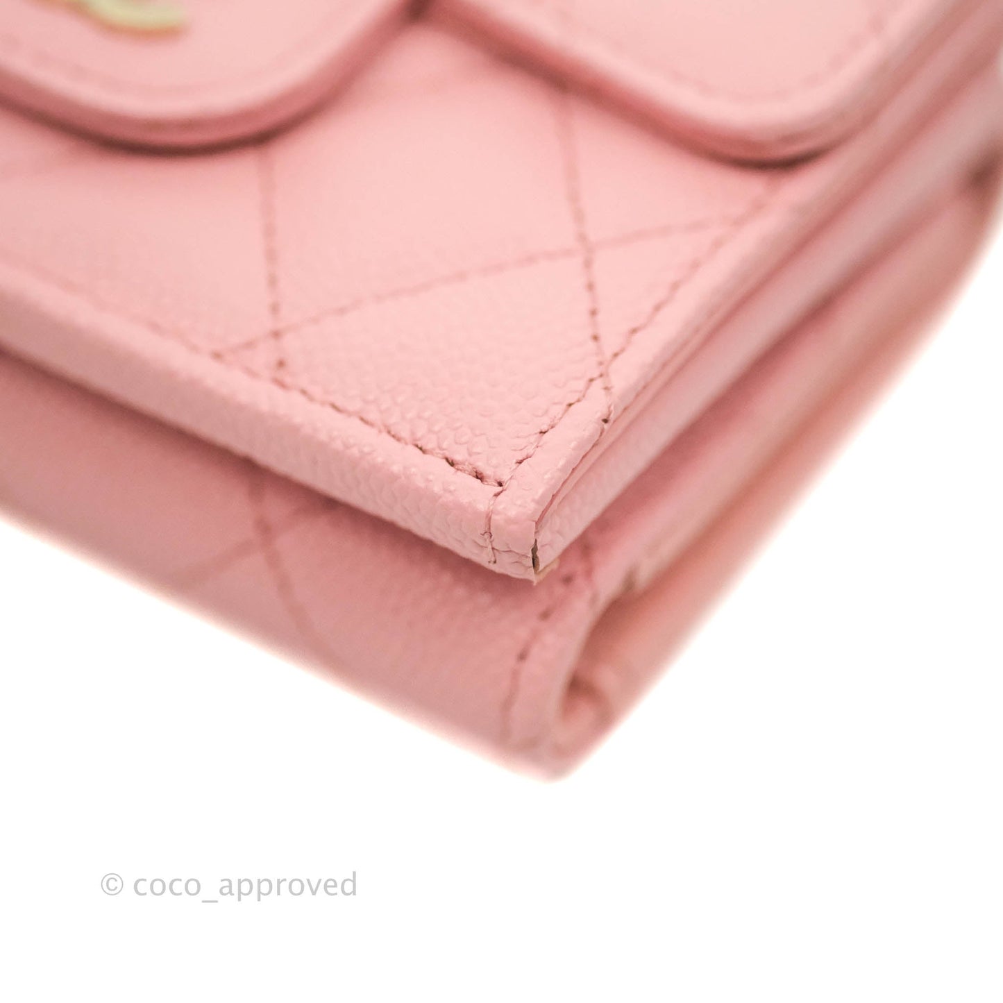 Chanel Quilted Small Classic Flap Trifold Wallet Pink Caviar Gold Hardware