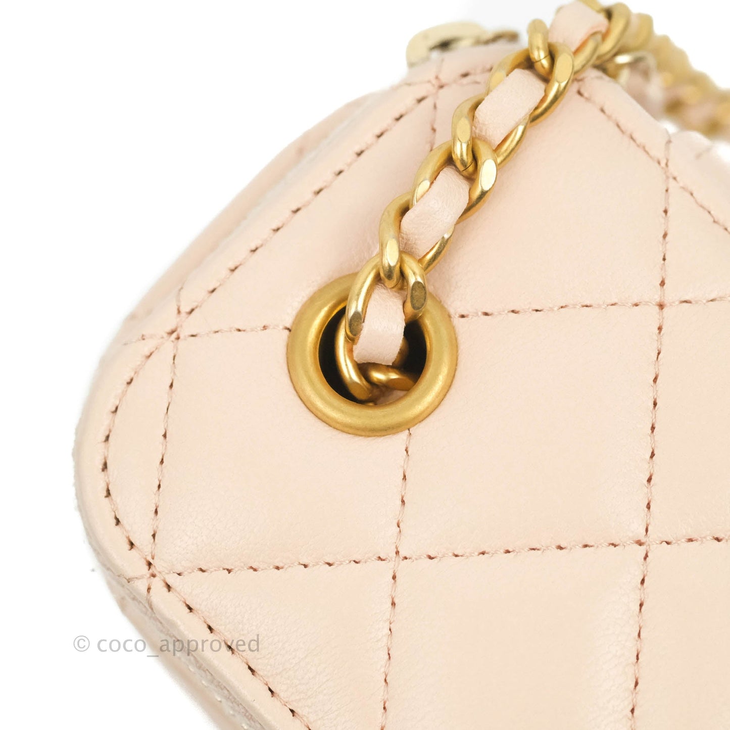 Chanel Classic Mini Pearl Crush Vanity With Chain Light Pink Lambskin Aged Gold Hardware