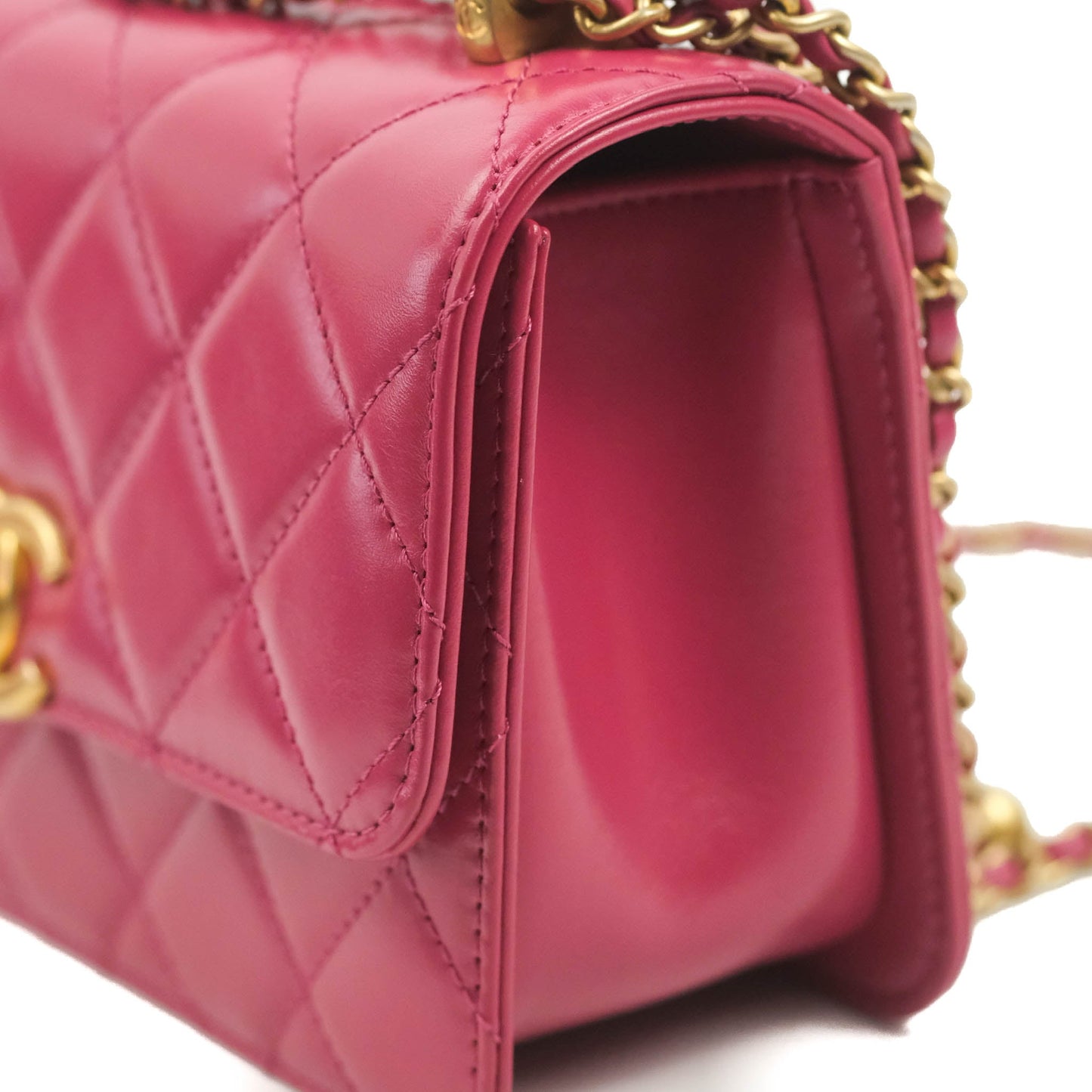 Chanel Quilted Mini Perfect Fit Adjustable Pink Calfskin Aged Gold Hardware 21A