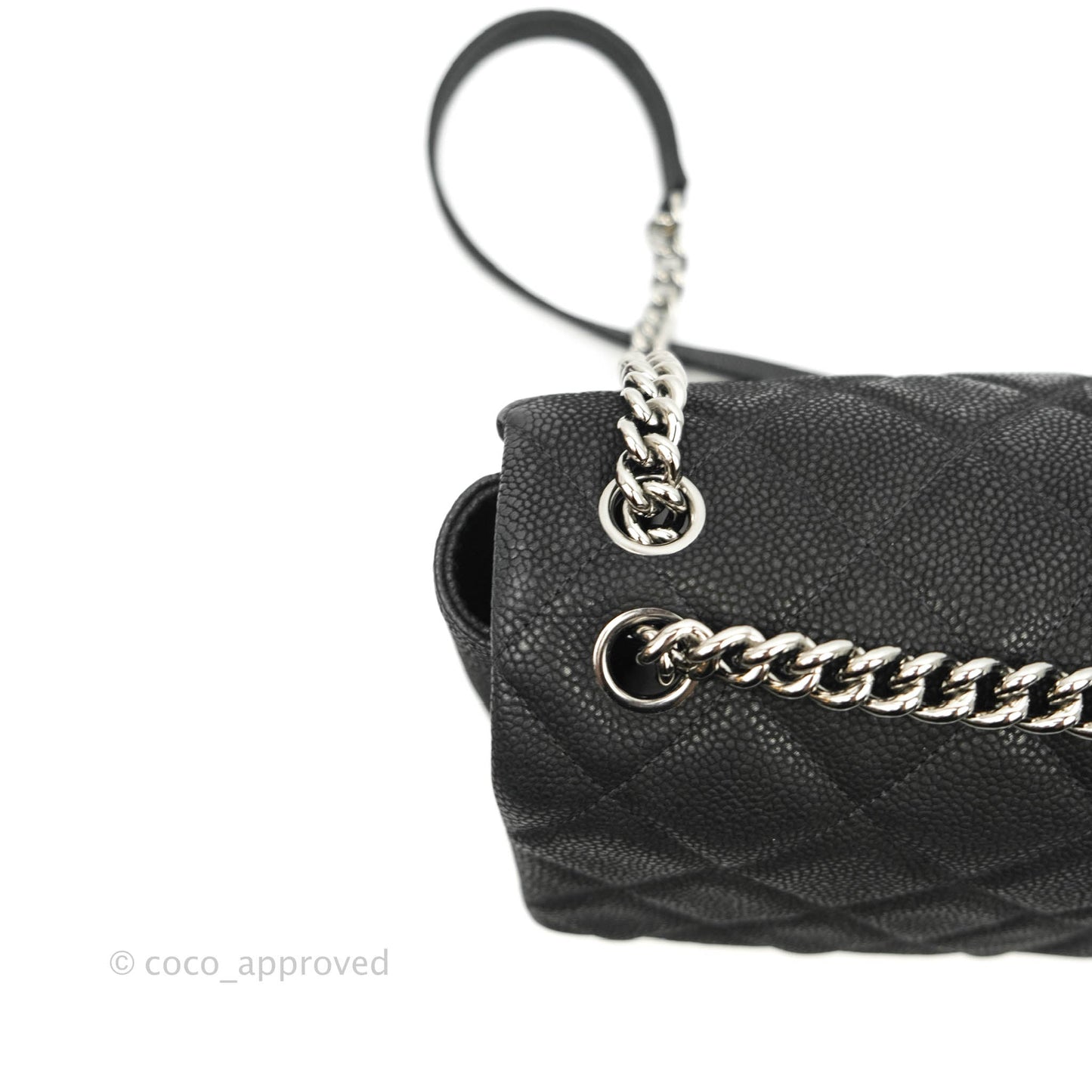 Chanel Lady Pearly Flap Bag Black Caviar Silver Hardware
