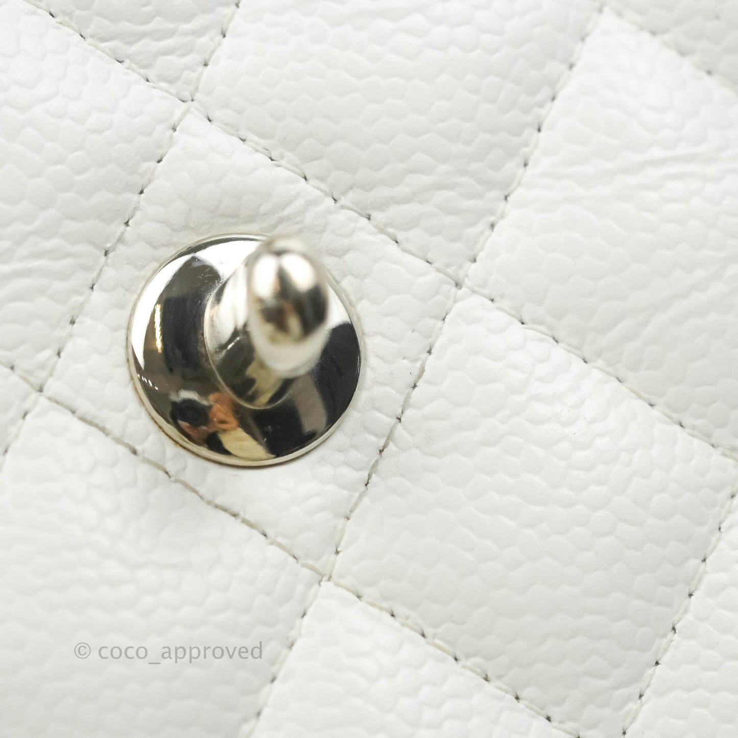 Chanel Quilted Vintage Mini Square Flap White Caviar Silver Hardware
