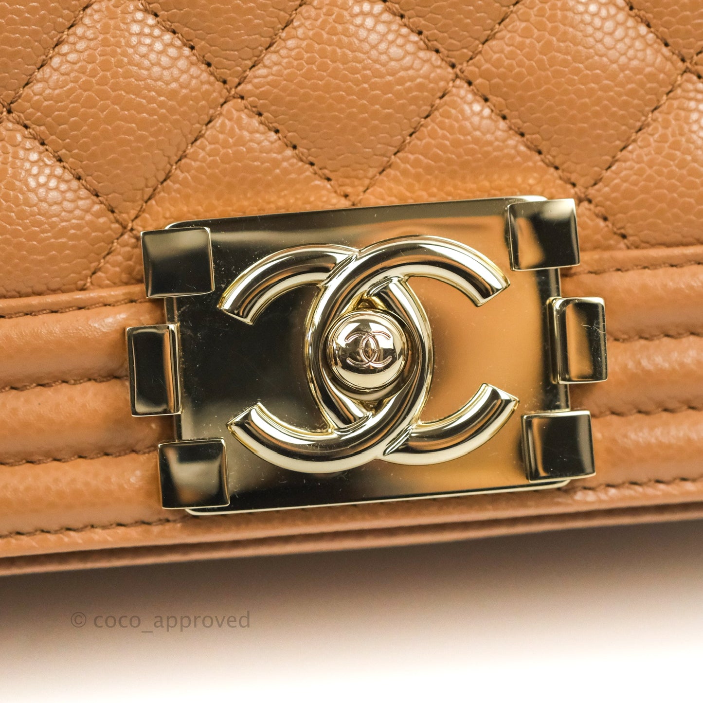 Chanel Quilted Medium Boy Caramel Caviar Gold Hardware