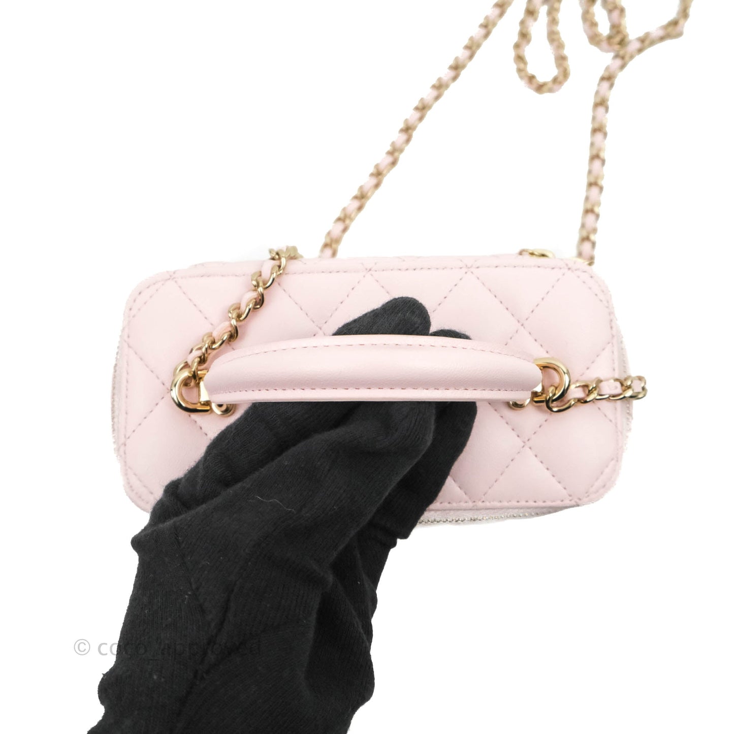Chanel Top Handle Vanity with Chain Light Pink Lambskin Gold Hardware