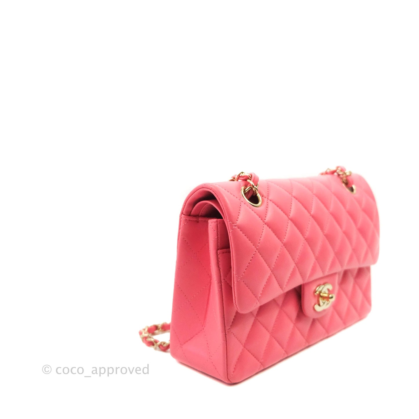 Chanel Small Classic Quilted Flap Rosy Pink Lambskin Gold Hardware