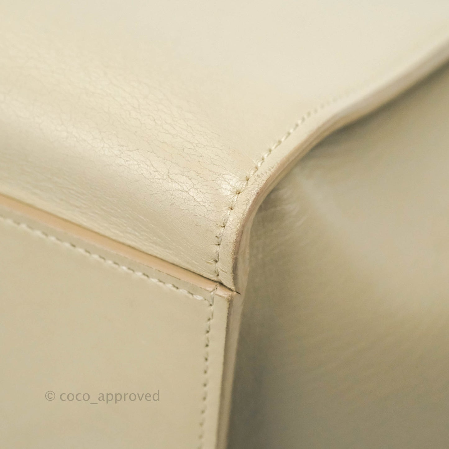 Celine Small Sleek Calfskin Tri-Color Trapeze Ivory